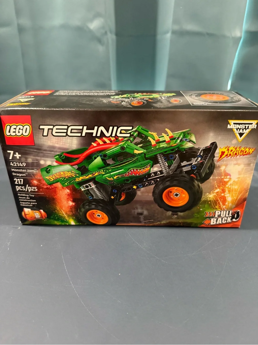 LEGO Technic Monster Jam Dragon Truck in Green with Orange Wheels